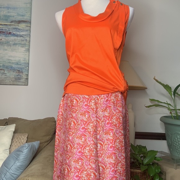 Ann Taylor 12 Silky feel orange sleeveless top - Picture 1 of 4